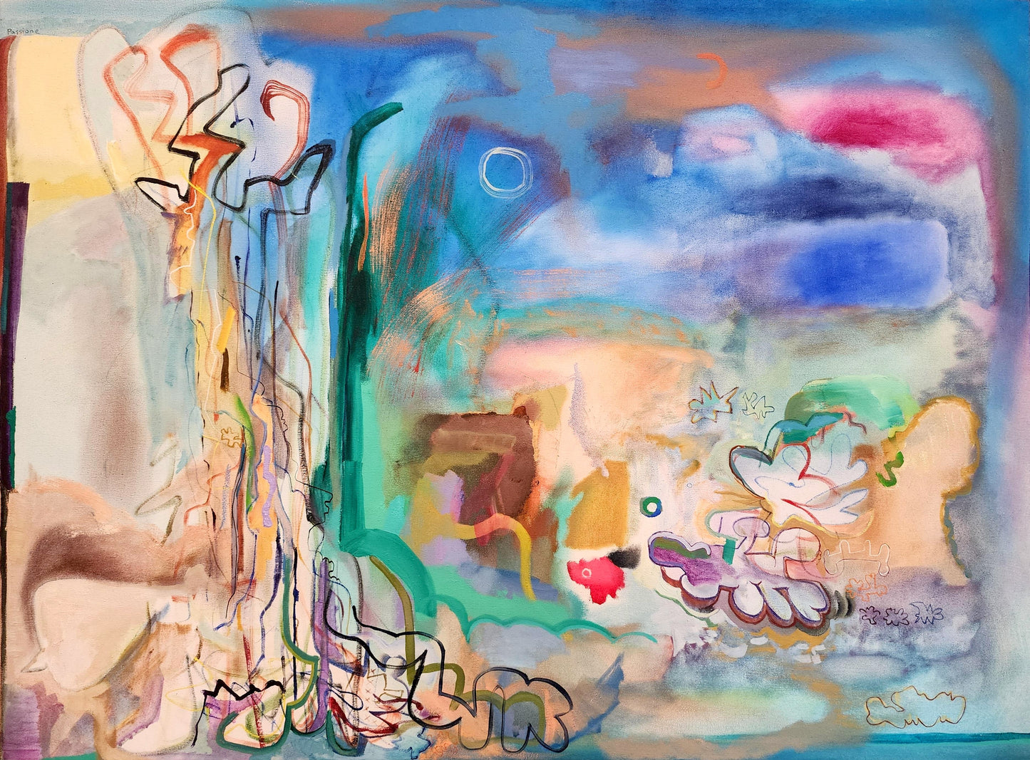 Blue Picture with Three Circles