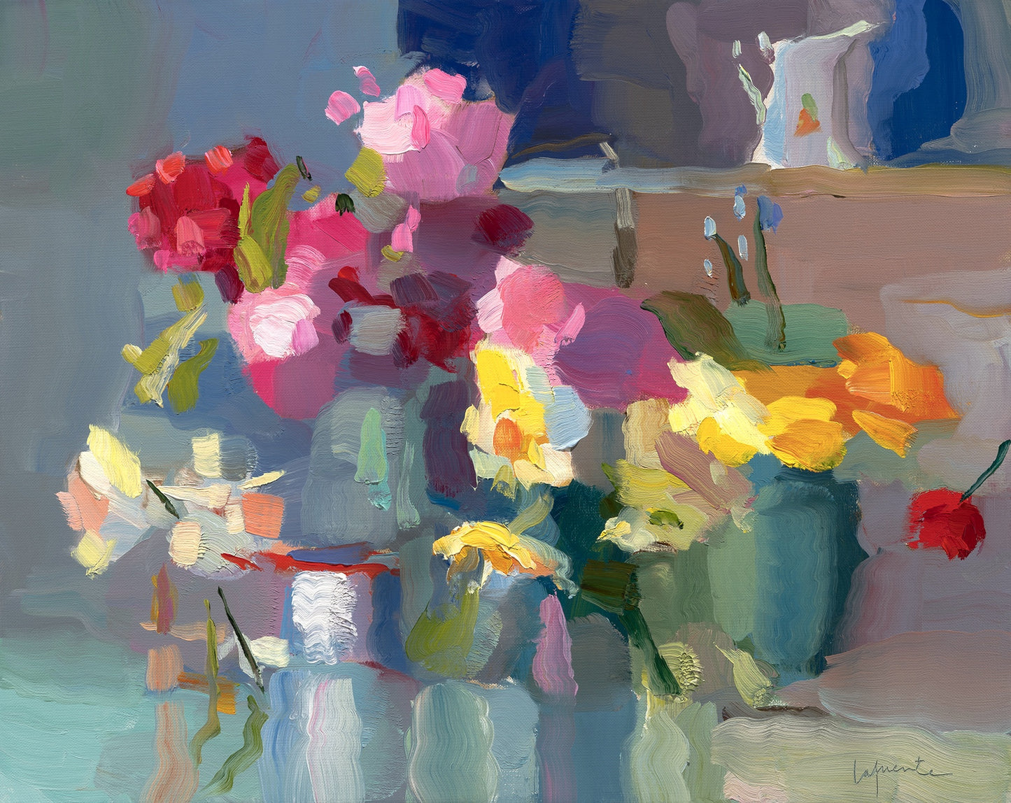 Cherry Blossom, Creamer, and Daffodils