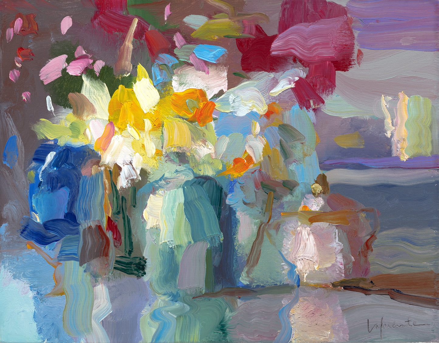 Daffodils, Pink Peony, and Sugarbowl