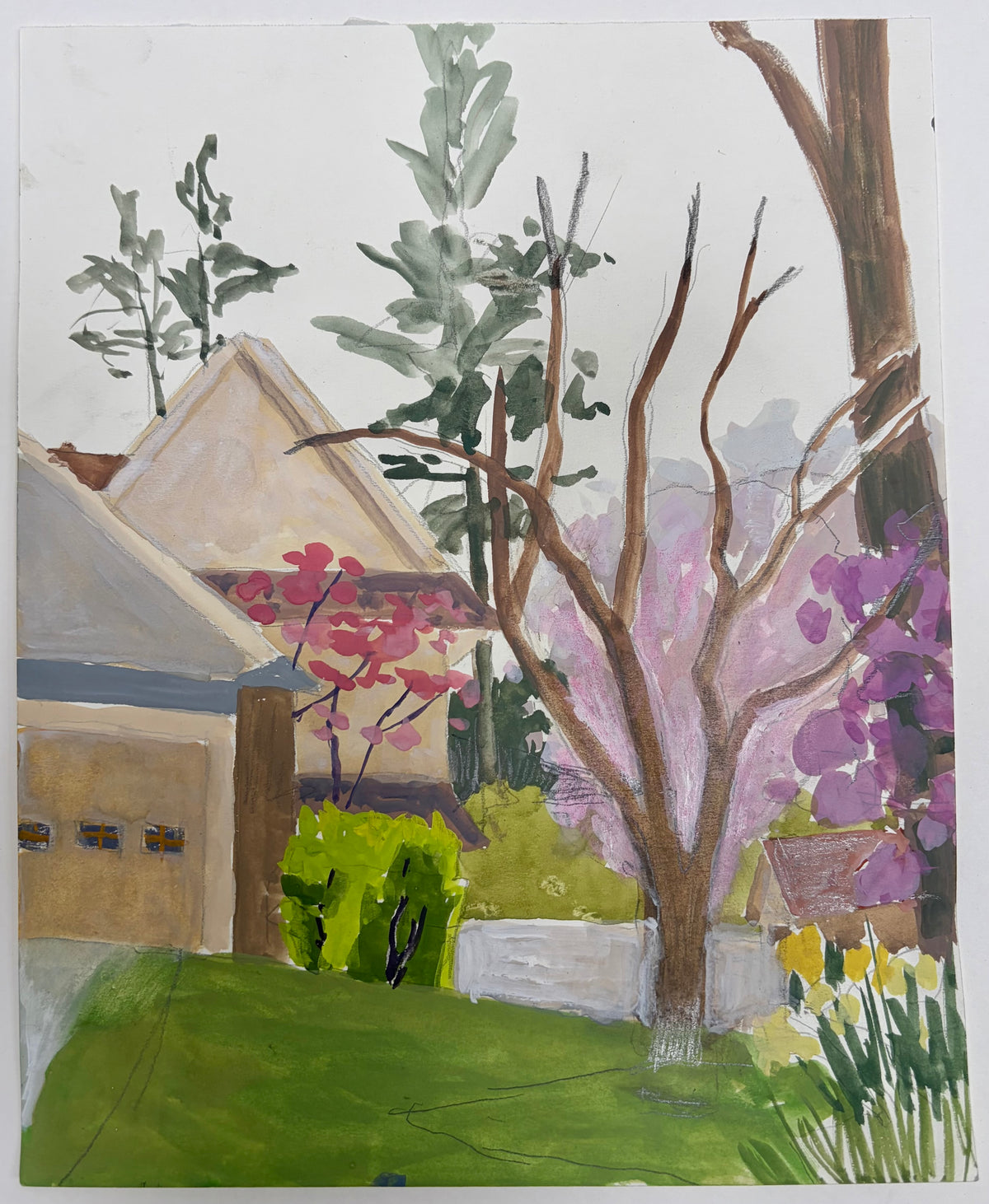 Approaching Rain (Narberth, PA - Gouache On Paper)