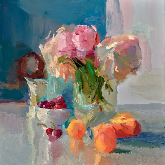 Peaches, Cherries, and Peonies