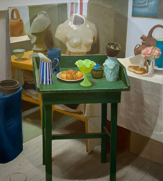 Still Life with Green Table with Bust